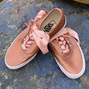 Pink SATIN Vans Size 7